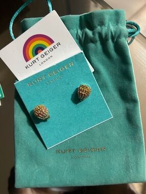 Kurt Geiger Gold Multicolor Crystal Teardrop Stud Earrings